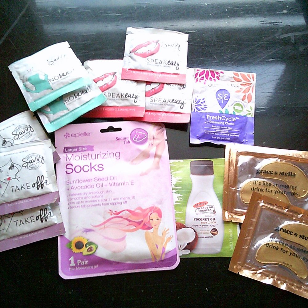 Mixed Lot Of Travel Face, Teeth, Body Wipes, Eye Patches, Moisturizing Socks